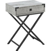 24"H Accent Table in Grey Cement Look & Black Nickel Metal